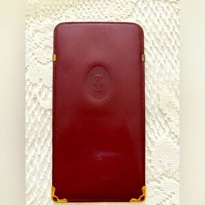 Cartier Luxury Bordeaux Leather Glasses Sleeve